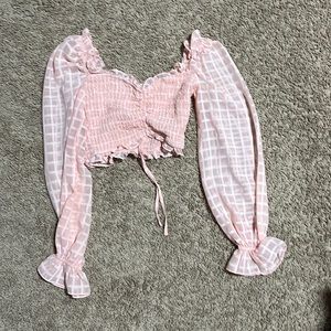 Pink long sleeve tight fit top